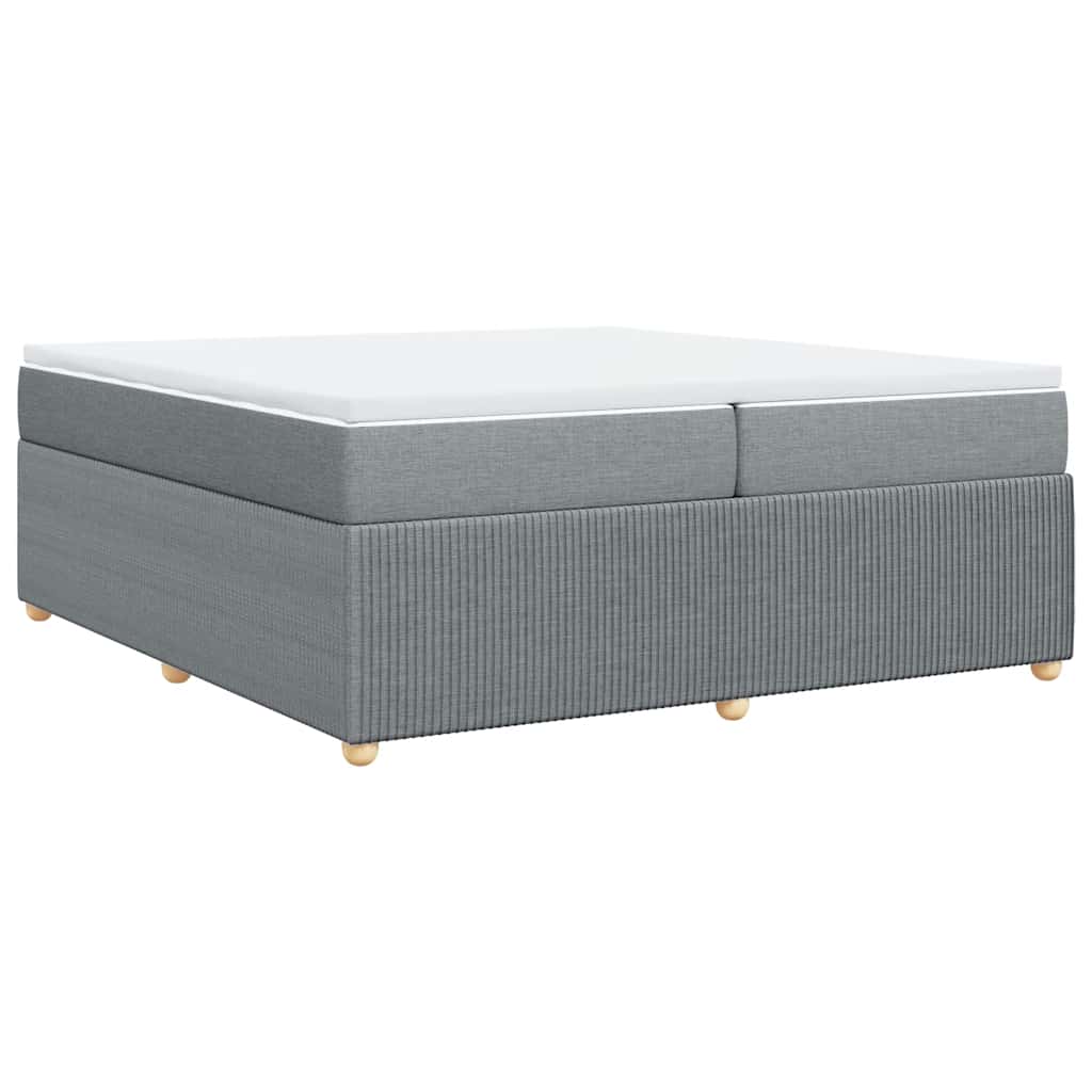 Κρεβάτι Boxspring με Στρώμα Ανοιχτό Γκρι 200x200 εκ. Υφασμάτινο - Pakobazaar