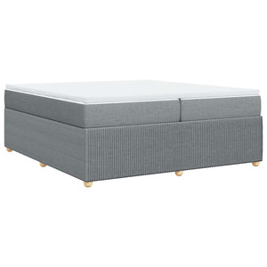 Κρεβάτι Boxspring με Στρώμα Ανοιχτό Γκρι 200x200 εκ. Υφασμάτινο - Pakobazaar