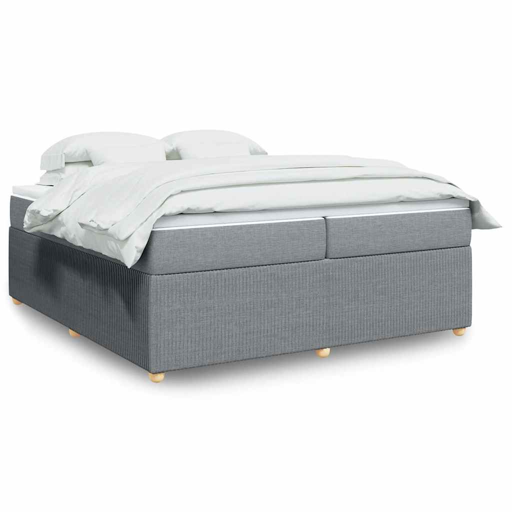 Κρεβάτι Boxspring με Στρώμα Ανοιχτό Γκρι 200x200 εκ. Υφασμάτινο - Pakobazaar