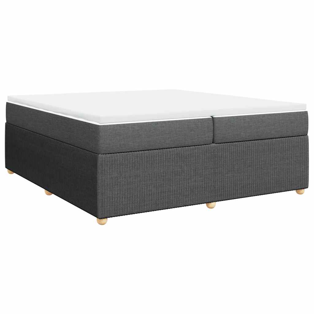 Κρεβάτι Boxspring με Στρώμα Σκούρο Γκρι 200x200 εκ. Υφασμάτινο