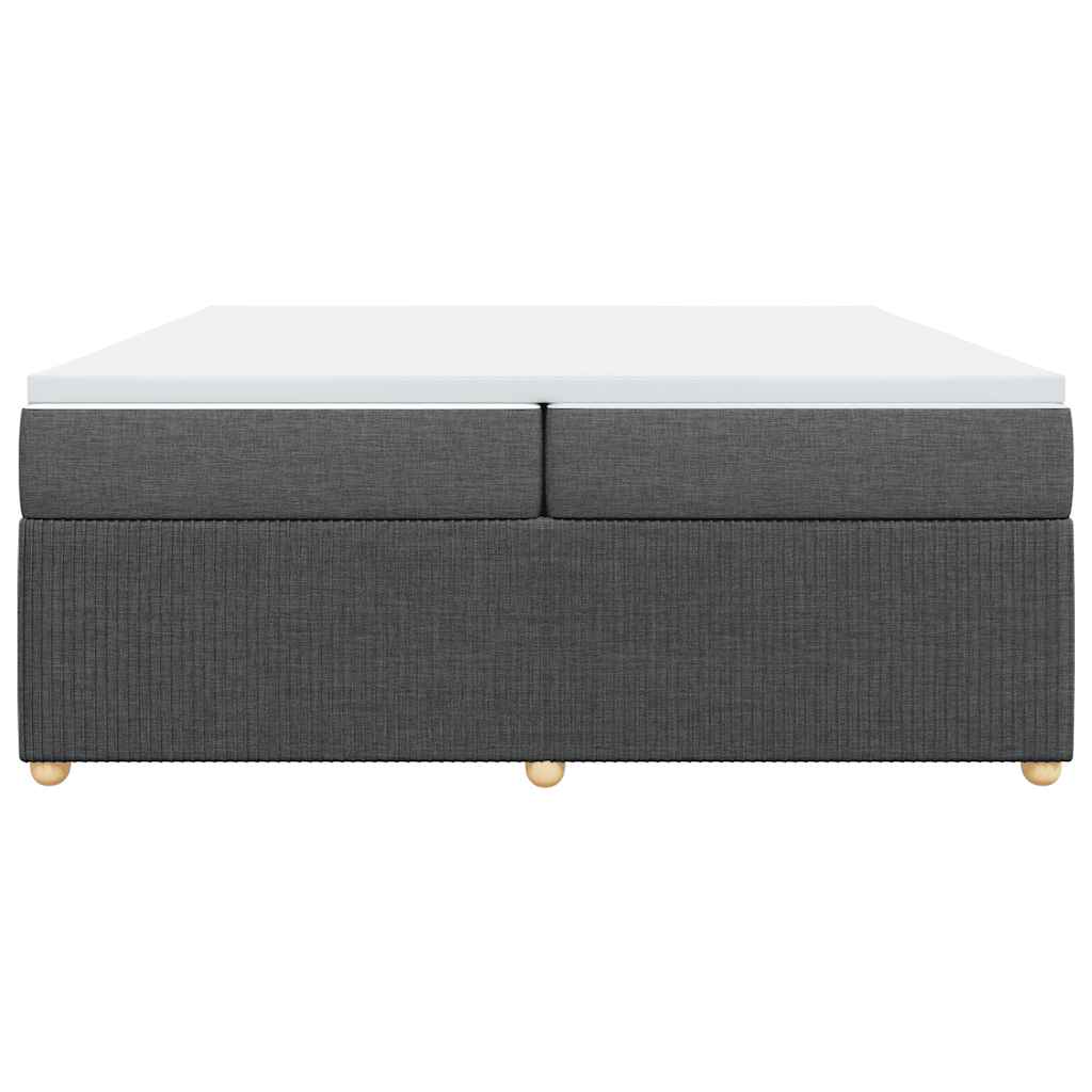 Κρεβάτι Boxspring με Στρώμα Σκούρο Γκρι 200x200 εκ. Υφασμάτινο