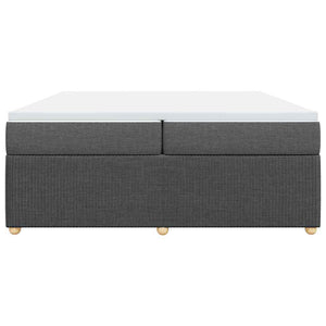 Κρεβάτι Boxspring με Στρώμα Σκούρο Γκρι 200x200 εκ. Υφασμάτινο
