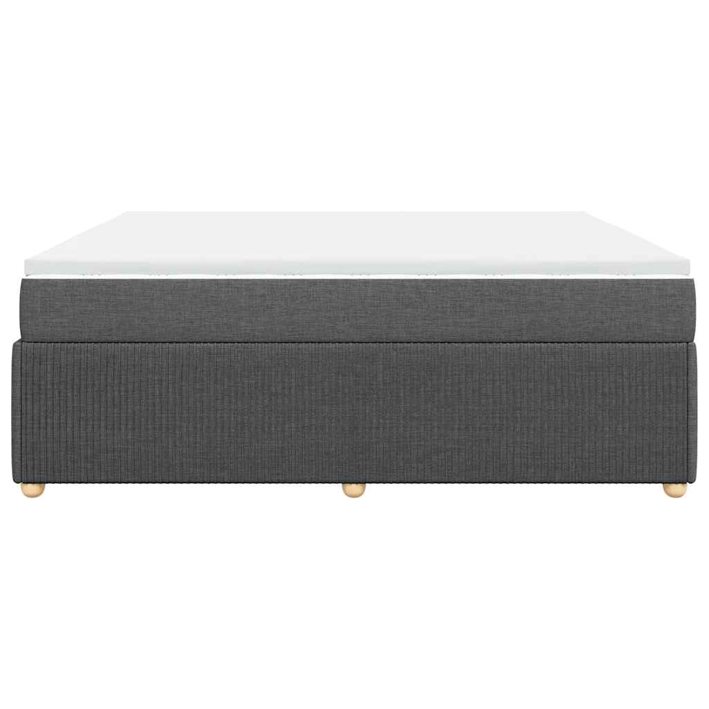 Κρεβάτι Boxspring με Στρώμα Σκούρο Γκρι 200x200 εκ. Υφασμάτινο