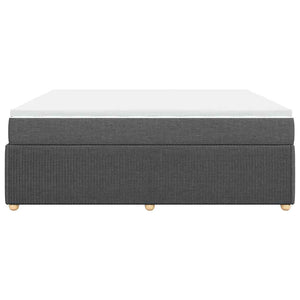 Κρεβάτι Boxspring με Στρώμα Σκούρο Γκρι 200x200 εκ. Υφασμάτινο