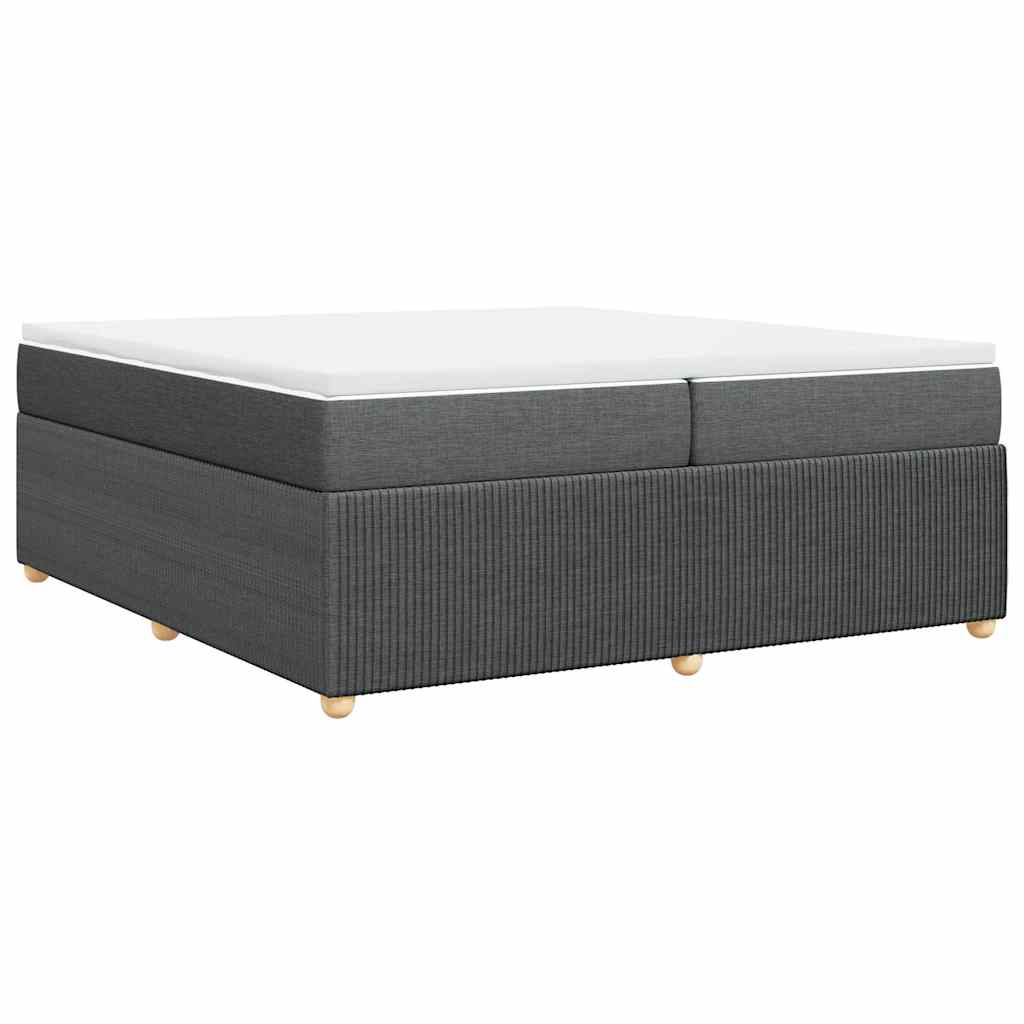 Κρεβάτι Boxspring με Στρώμα Σκούρο Γκρι 200x200 εκ. Υφασμάτινο