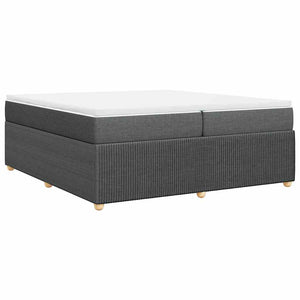 Κρεβάτι Boxspring με Στρώμα Σκούρο Γκρι 200x200 εκ. Υφασμάτινο