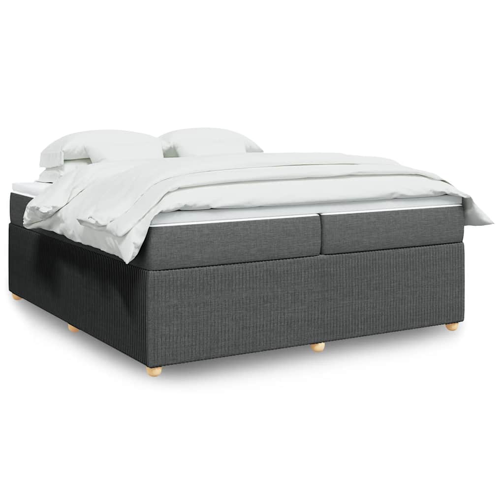Κρεβάτι Boxspring με Στρώμα Σκούρο Γκρι 200x200 εκ. Υφασμάτινο