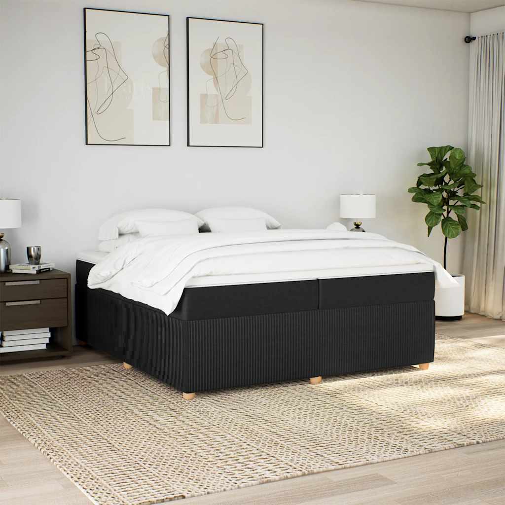Κρεβάτι Boxspring με Στρώμα Μαύρο 200x200 εκ. Υφασμάτινο - Pakobazaar