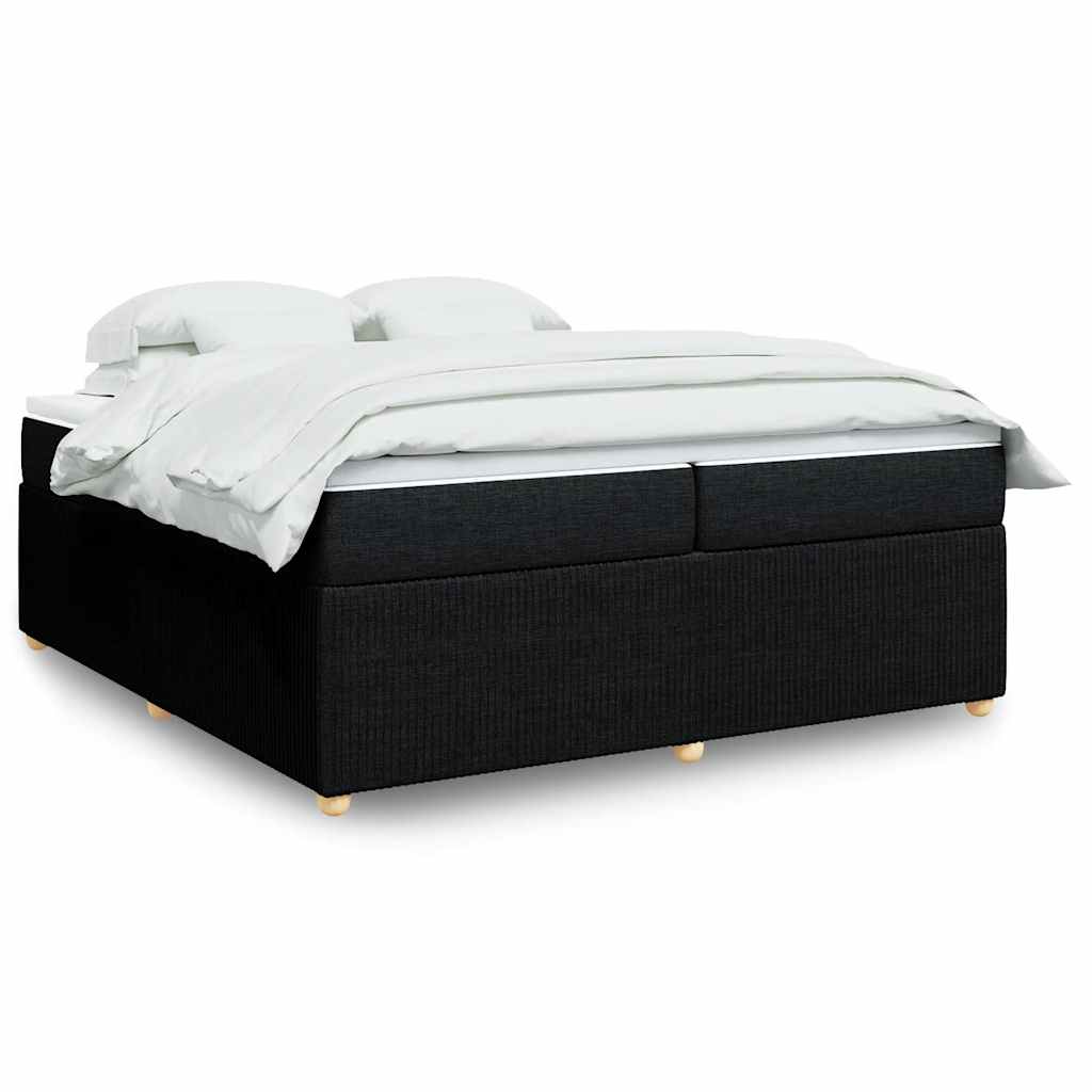Κρεβάτι Boxspring με Στρώμα Μαύρο 200x200 εκ. Υφασμάτινο - Pakobazaar
