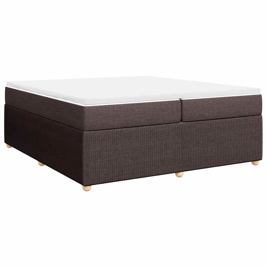 Κρεβάτι Boxspring με Στρώμα Σκούρο Καφέ 200x200 εκ. Υφασμάτινο - Pakobazaar