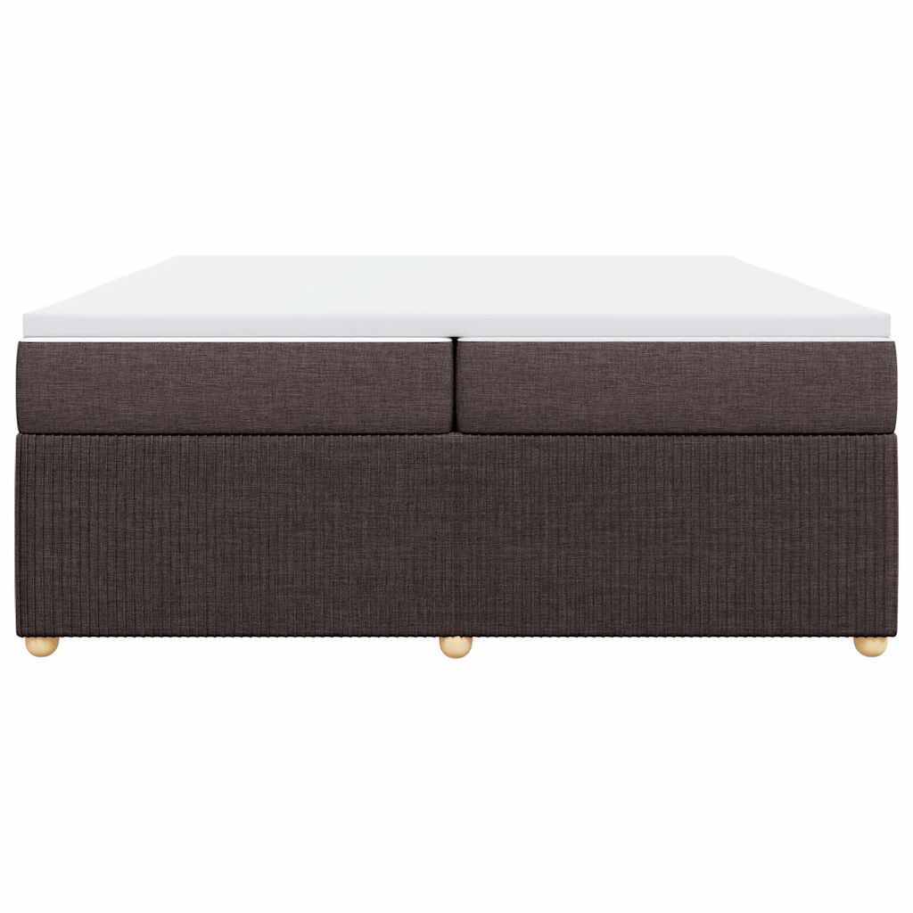 Κρεβάτι Boxspring με Στρώμα Σκούρο Καφέ 200x200 εκ. Υφασμάτινο - Pakobazaar