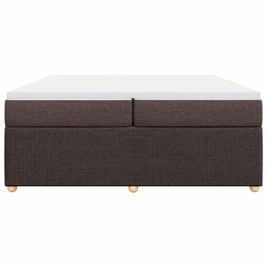 Κρεβάτι Boxspring με Στρώμα Σκούρο Καφέ 200x200 εκ. Υφασμάτινο - Pakobazaar