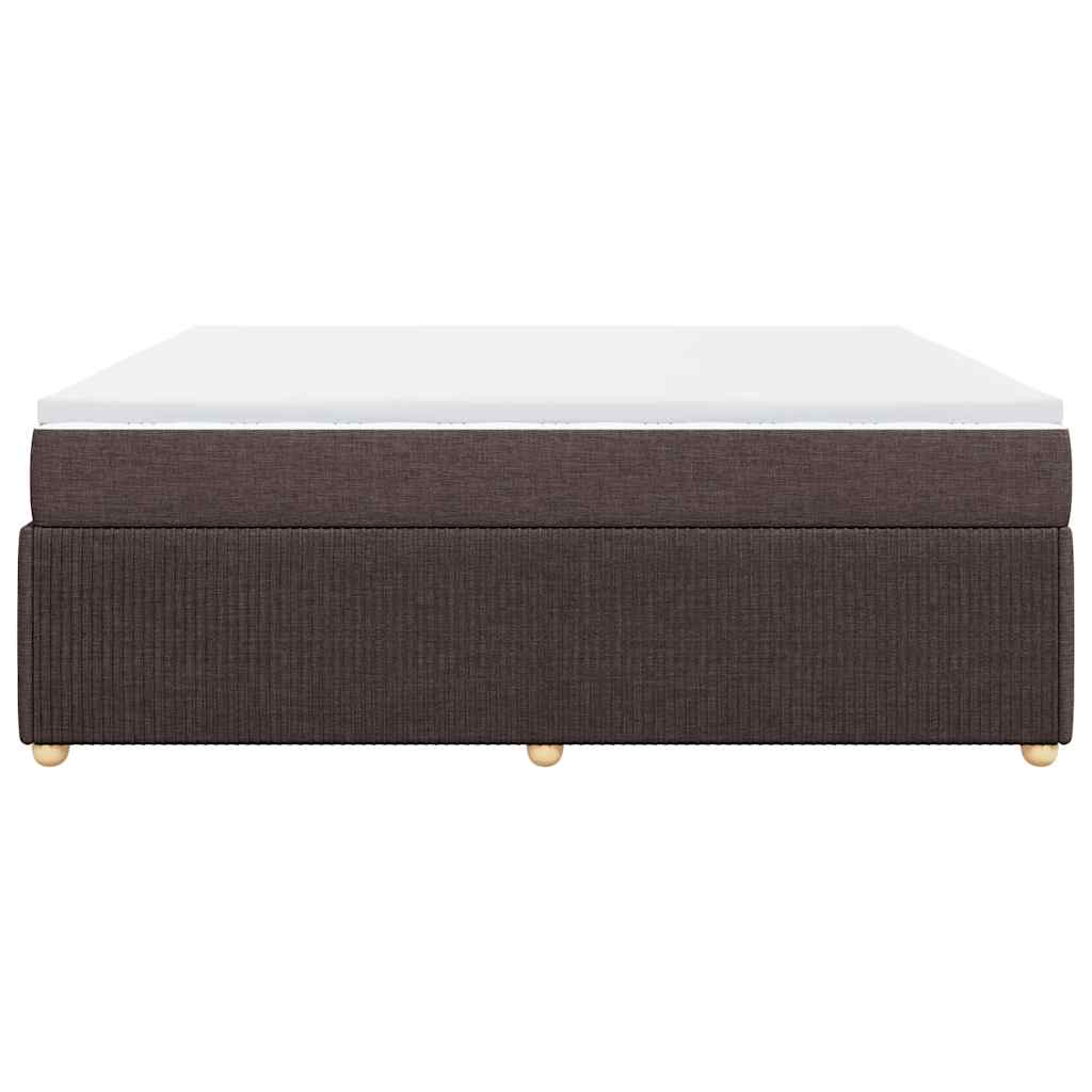 Κρεβάτι Boxspring με Στρώμα Σκούρο Καφέ 200x200 εκ. Υφασμάτινο - Pakobazaar