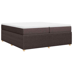Κρεβάτι Boxspring με Στρώμα Σκούρο Καφέ 200x200 εκ. Υφασμάτινο - Pakobazaar