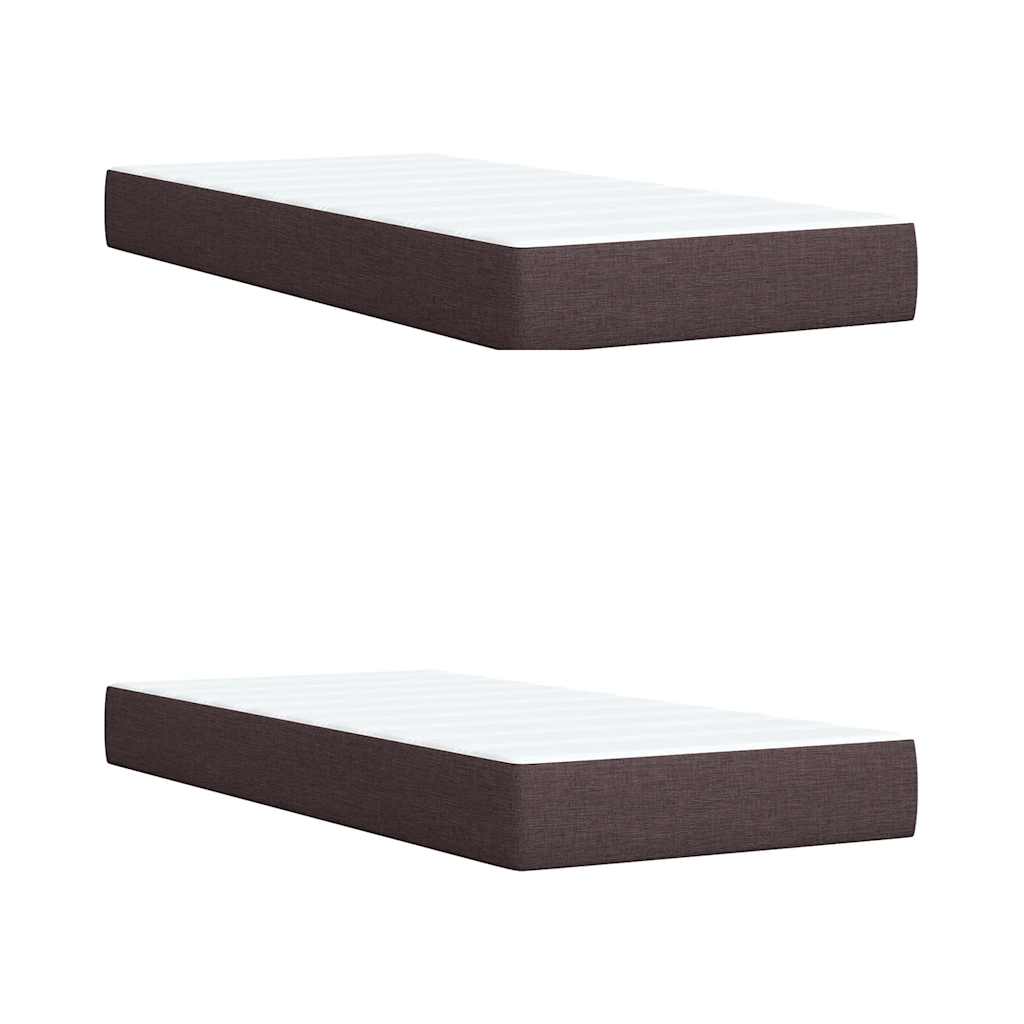 Κρεβάτι Boxspring με Στρώμα Σκούρο Καφέ 200x200 εκ. Υφασμάτινο - Pakobazaar