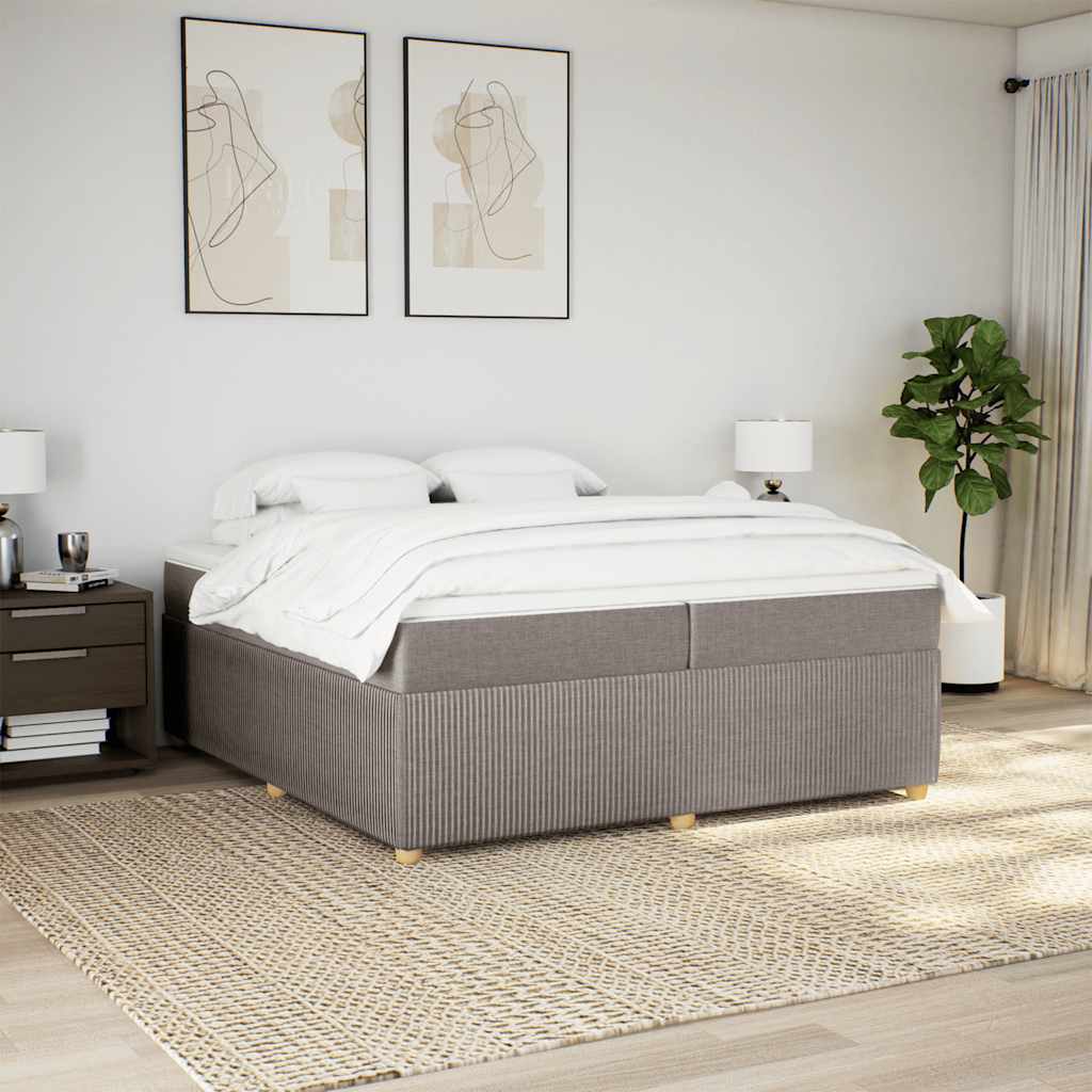 Κρεβάτι Boxspring με Στρώμα Taupe 200x200 εκ. Υφασμάτινο - Pakobazaar