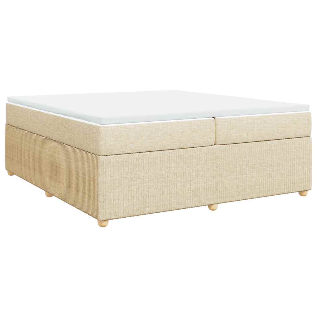 Κρεβάτι Boxspring με Στρώμα Κρεμ 200x200 εκ. Υφασμάτινο