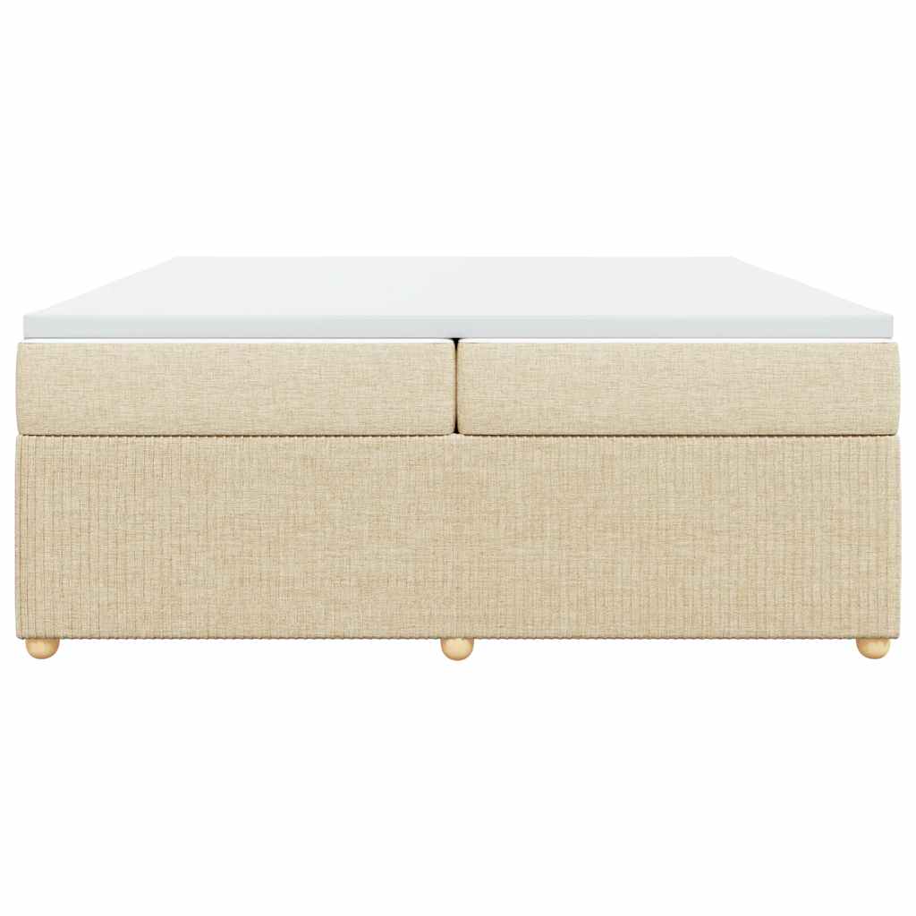 Κρεβάτι Boxspring με Στρώμα Κρεμ 200x200 εκ. Υφασμάτινο