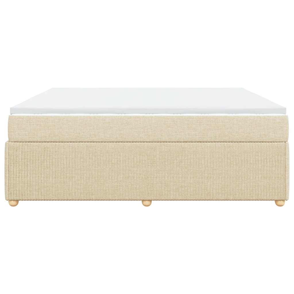 Κρεβάτι Boxspring με Στρώμα Κρεμ 200x200 εκ. Υφασμάτινο