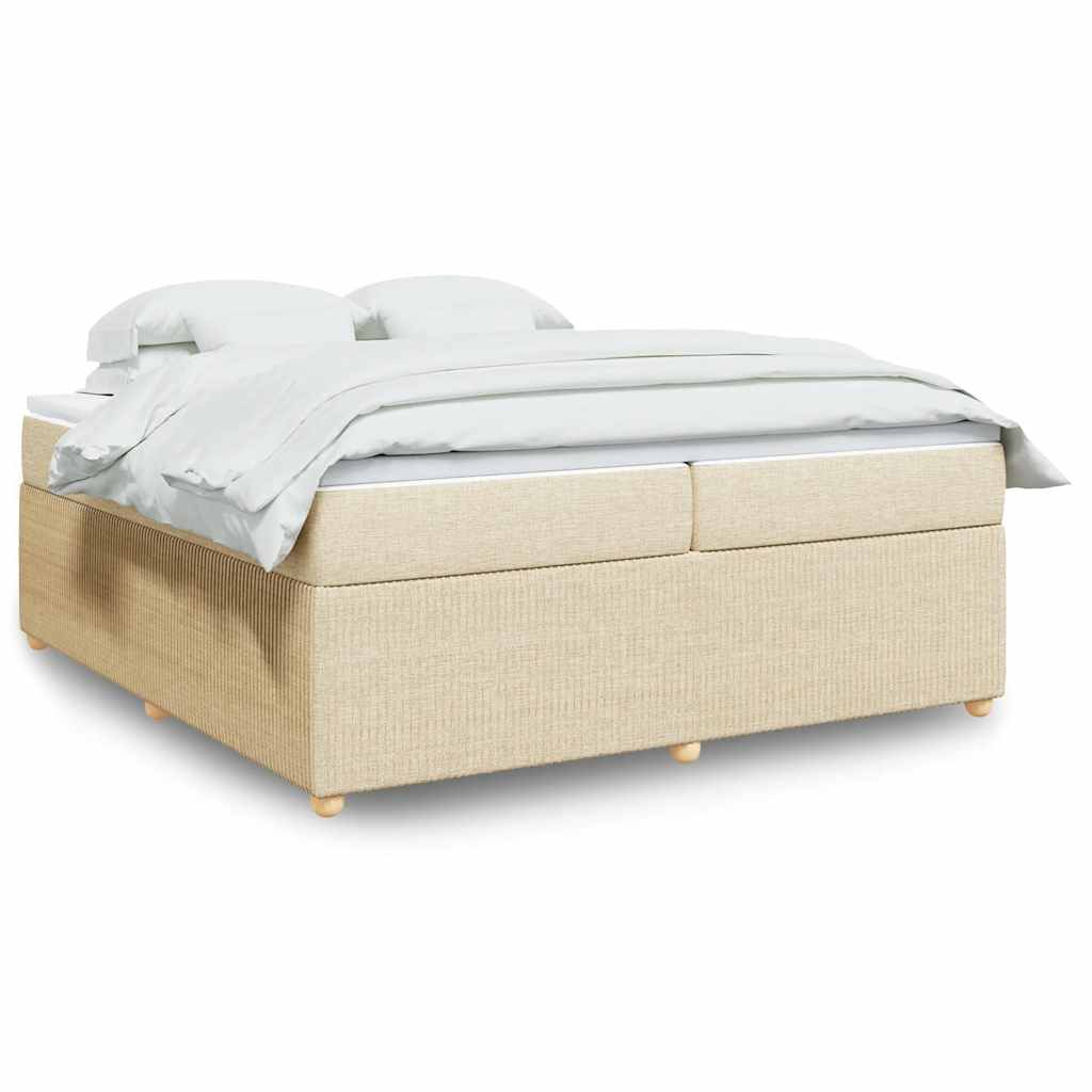 Κρεβάτι Boxspring με Στρώμα Κρεμ 200x200 εκ. Υφασμάτινο