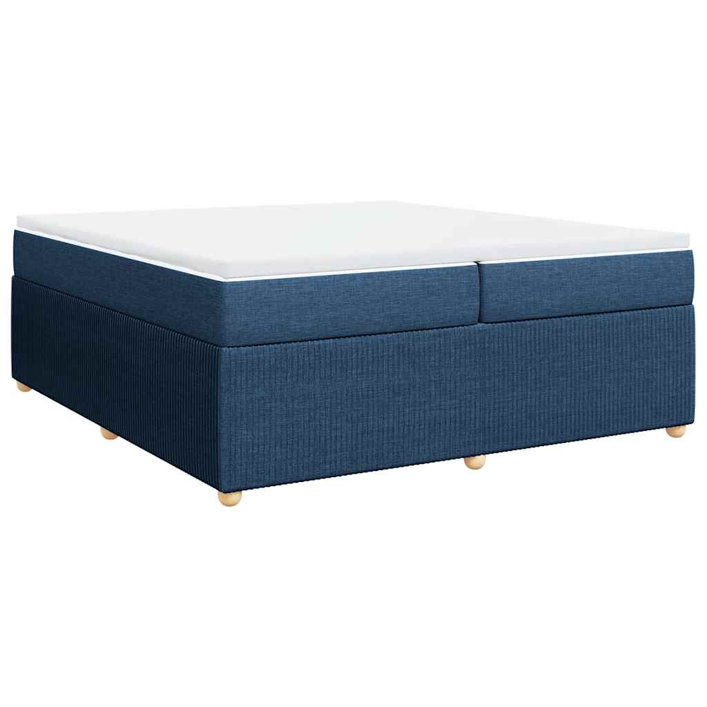 Κρεβάτι Boxspring με Στρώμα Μπλε 200x200 εκ. Υφασμάτινο - Pakobazaar