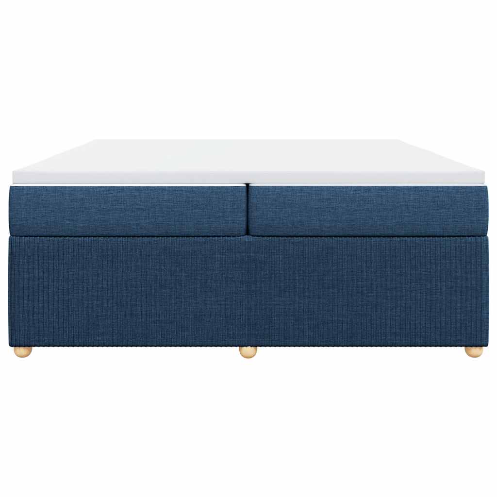 Κρεβάτι Boxspring με Στρώμα Μπλε 200x200 εκ. Υφασμάτινο - Pakobazaar