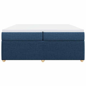 Κρεβάτι Boxspring με Στρώμα Μπλε 200x200 εκ. Υφασμάτινο - Pakobazaar