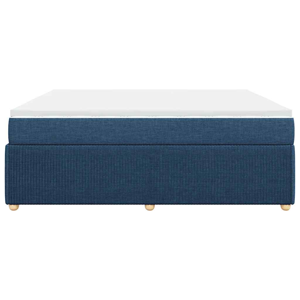 Κρεβάτι Boxspring με Στρώμα Μπλε 200x200 εκ. Υφασμάτινο - Pakobazaar