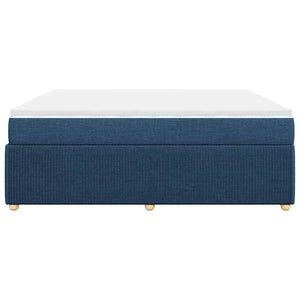Κρεβάτι Boxspring με Στρώμα Μπλε 200x200 εκ. Υφασμάτινο - Pakobazaar