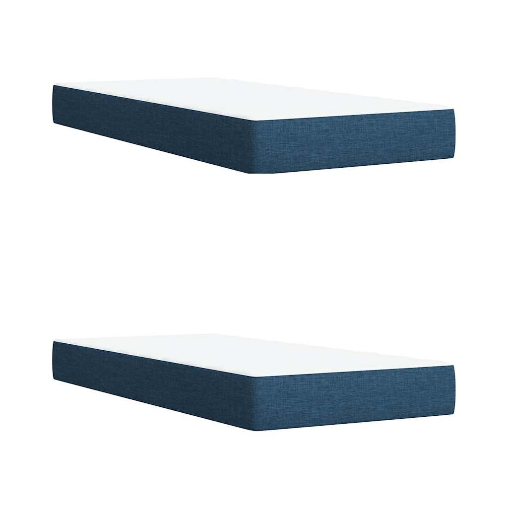Κρεβάτι Boxspring με Στρώμα Μπλε 200x200 εκ. Υφασμάτινο - Pakobazaar