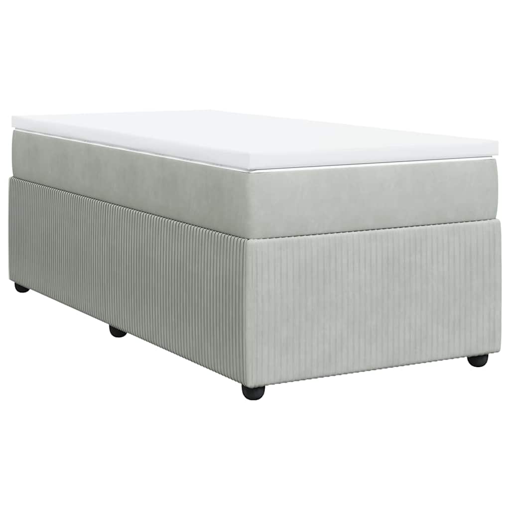 Κρεβάτι Boxspring με Στρώμα Ανοιχτό Γκρι 80x200 εκ. Βελούδινο - Pakobazaar