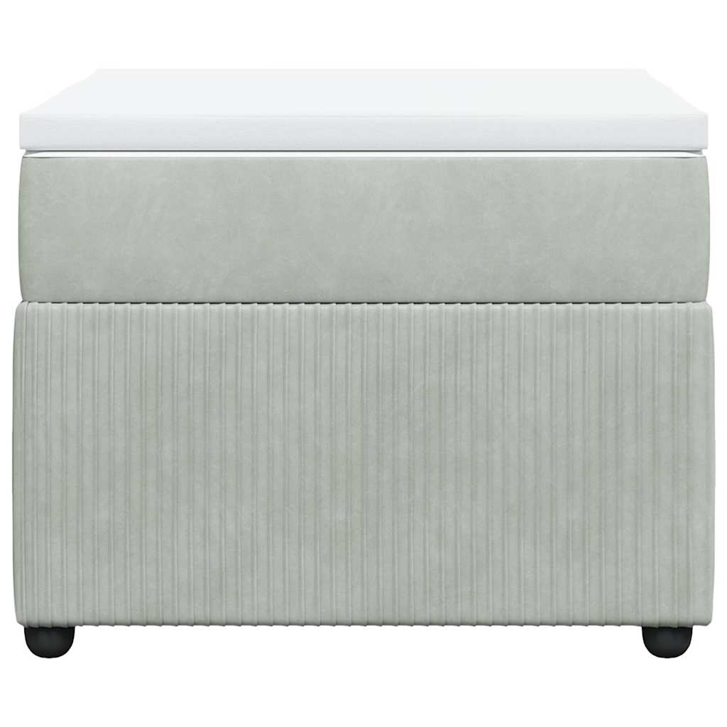 Κρεβάτι Boxspring με Στρώμα Ανοιχτό Γκρι 80x200 εκ. Βελούδινο - Pakobazaar