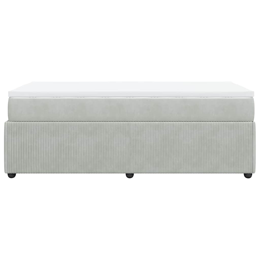 Κρεβάτι Boxspring με Στρώμα Ανοιχτό Γκρι 80x200 εκ. Βελούδινο - Pakobazaar
