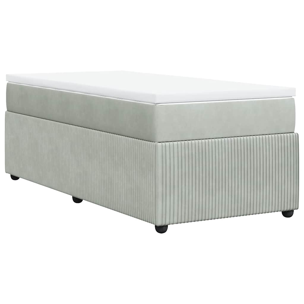 Κρεβάτι Boxspring με Στρώμα Ανοιχτό Γκρι 80x200 εκ. Βελούδινο - Pakobazaar