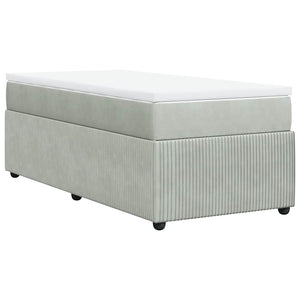 Κρεβάτι Boxspring με Στρώμα Ανοιχτό Γκρι 80x200 εκ. Βελούδινο - Pakobazaar