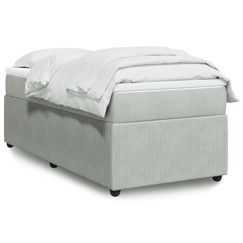 Κρεβάτι Boxspring με Στρώμα Ανοιχτό Γκρι 80x200 εκ. Βελούδινο - Pakobazaar