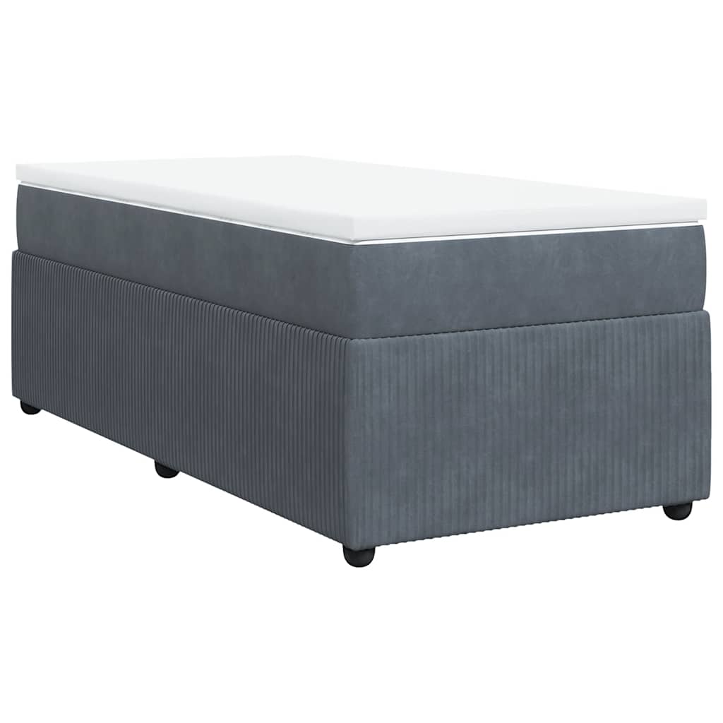 Κρεβάτι Boxspring με Στρώμα Σκούρο Γκρι 80x200 εκ. Βελούδινο - Pakobazaar