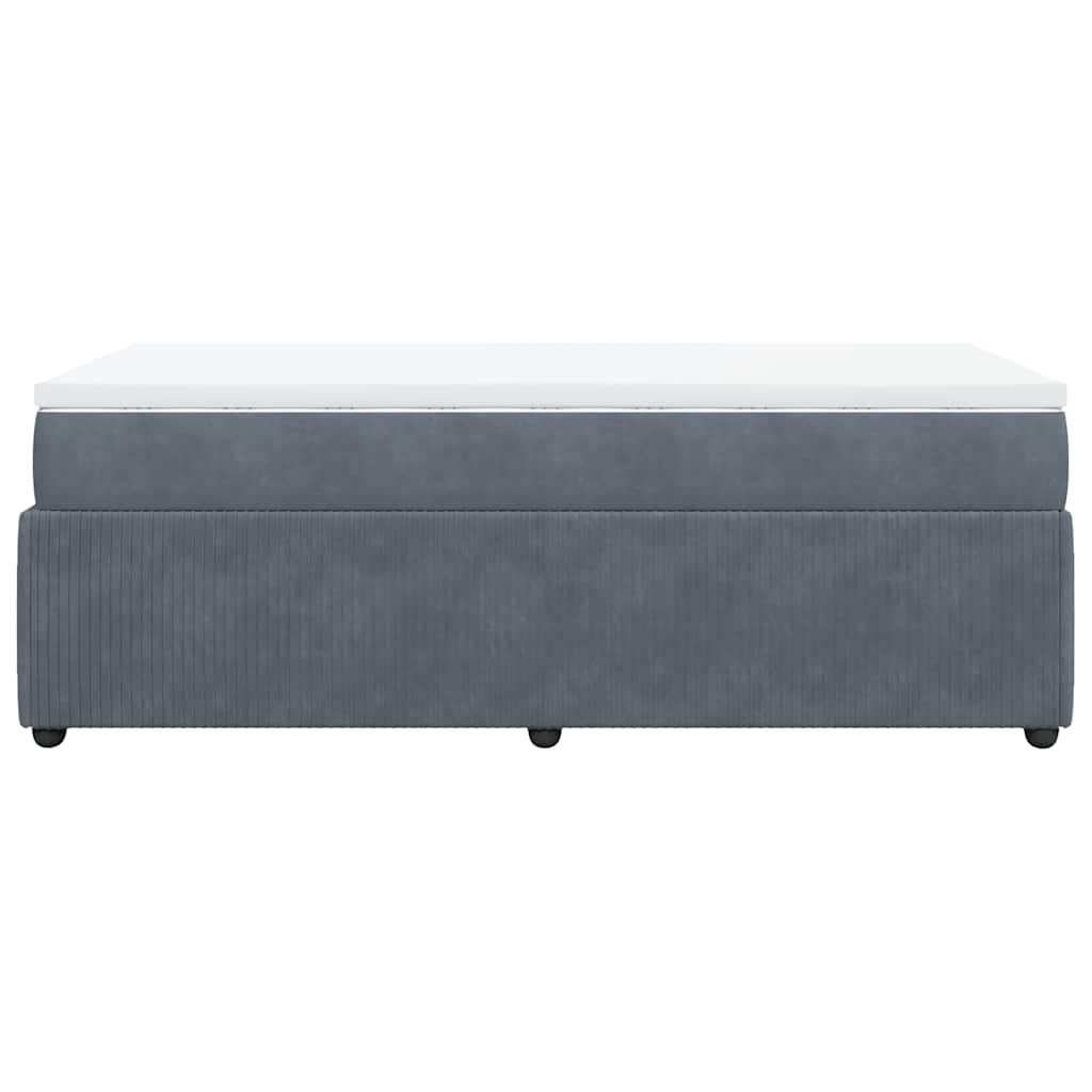 Κρεβάτι Boxspring με Στρώμα Σκούρο Γκρι 80x200 εκ. Βελούδινο - Pakobazaar
