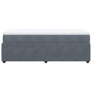 Κρεβάτι Boxspring με Στρώμα Σκούρο Γκρι 80x200 εκ. Βελούδινο - Pakobazaar
