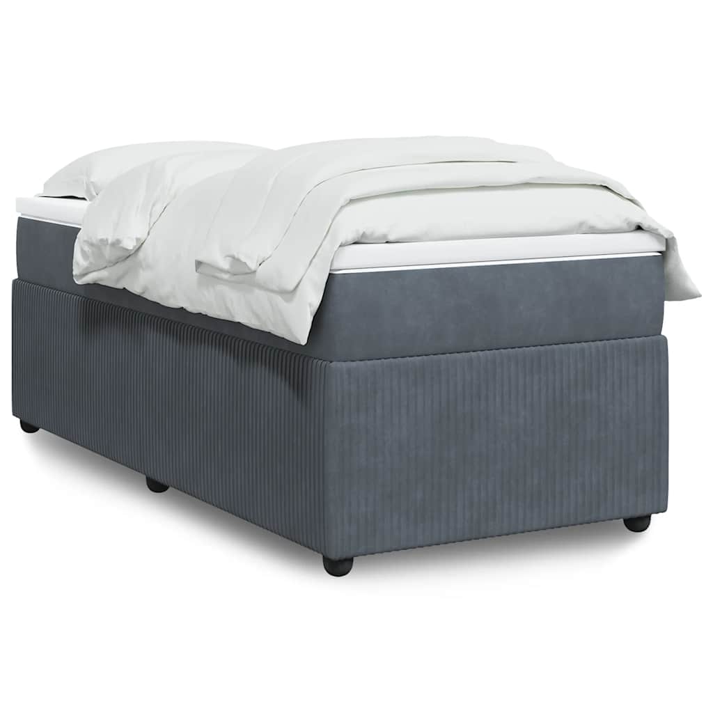 Κρεβάτι Boxspring με Στρώμα Σκούρο Γκρι 80x200 εκ. Βελούδινο - Pakobazaar