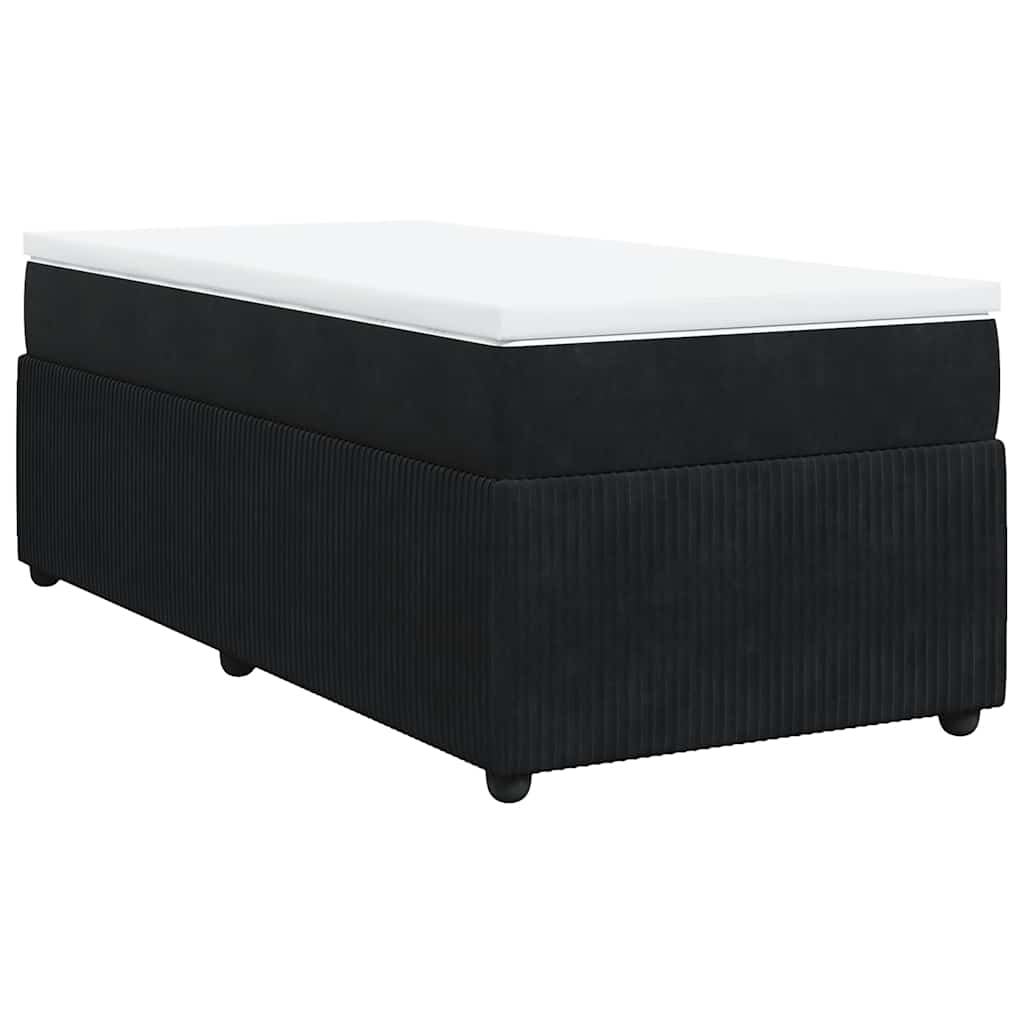 Κρεβάτι Boxspring με Στρώμα Μαύρο 80 x 200 εκ. Βελούδινο
