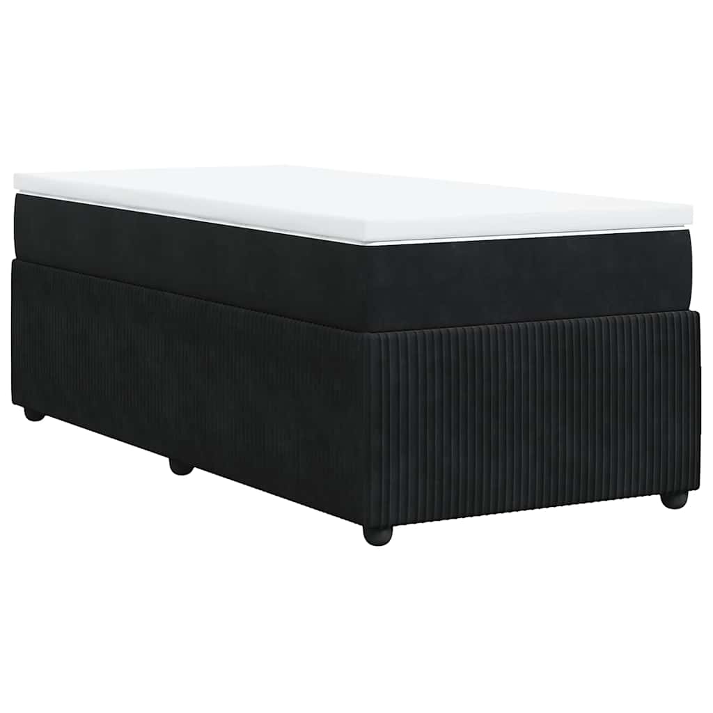 Κρεβάτι Boxspring με Στρώμα Μαύρο 80 x 200 εκ. Βελούδινο