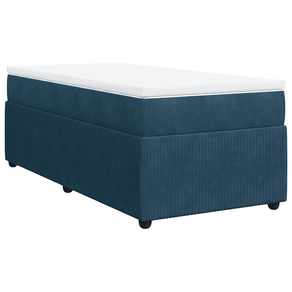 Κρεβάτι Boxspring με Στρώμα Σκούρο Μπλε 80 x 200 εκ. Βελούδινο - Pakobazaar