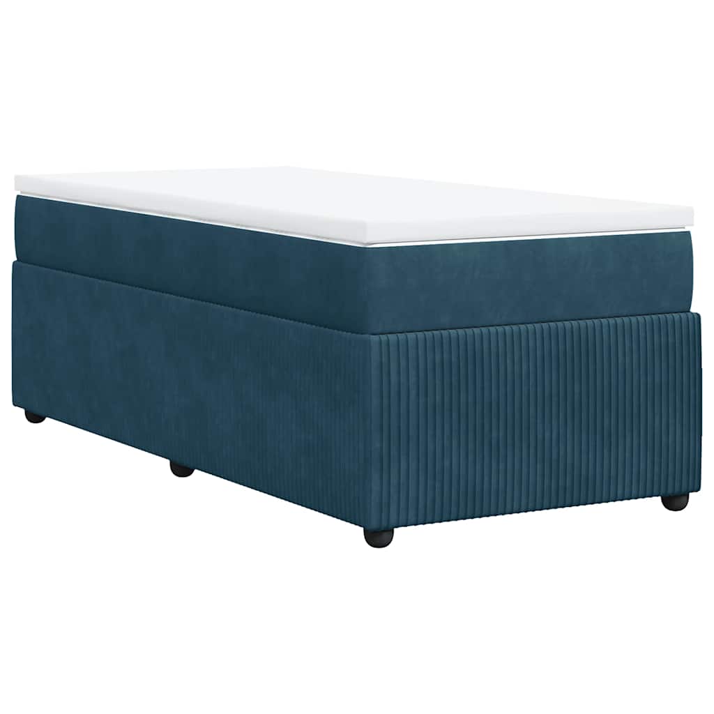 Κρεβάτι Boxspring με Στρώμα Σκούρο Μπλε 80 x 200 εκ. Βελούδινο - Pakobazaar