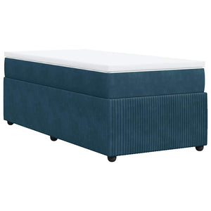 Κρεβάτι Boxspring με Στρώμα Σκούρο Μπλε 80 x 200 εκ. Βελούδινο - Pakobazaar