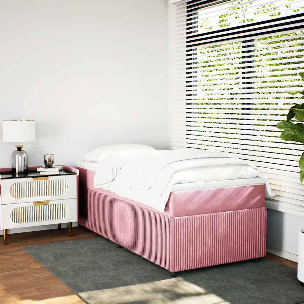 Κρεβάτι Boxspring με Στρώμα Ροζ 80 x 200 εκ. Βελούδινο - Pakobazaar