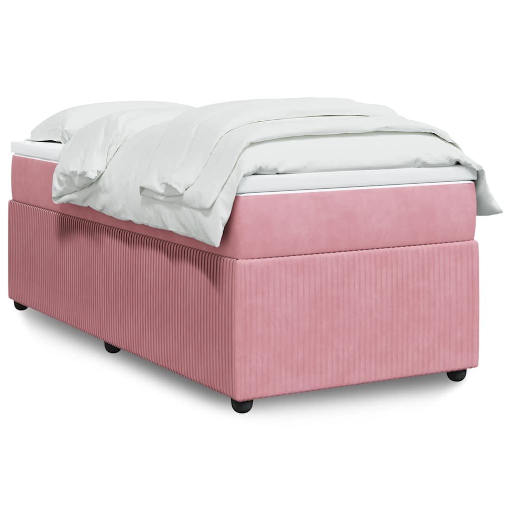 Κρεβάτι Boxspring με Στρώμα Ροζ 80 x 200 εκ. Βελούδινο - Pakobazaar