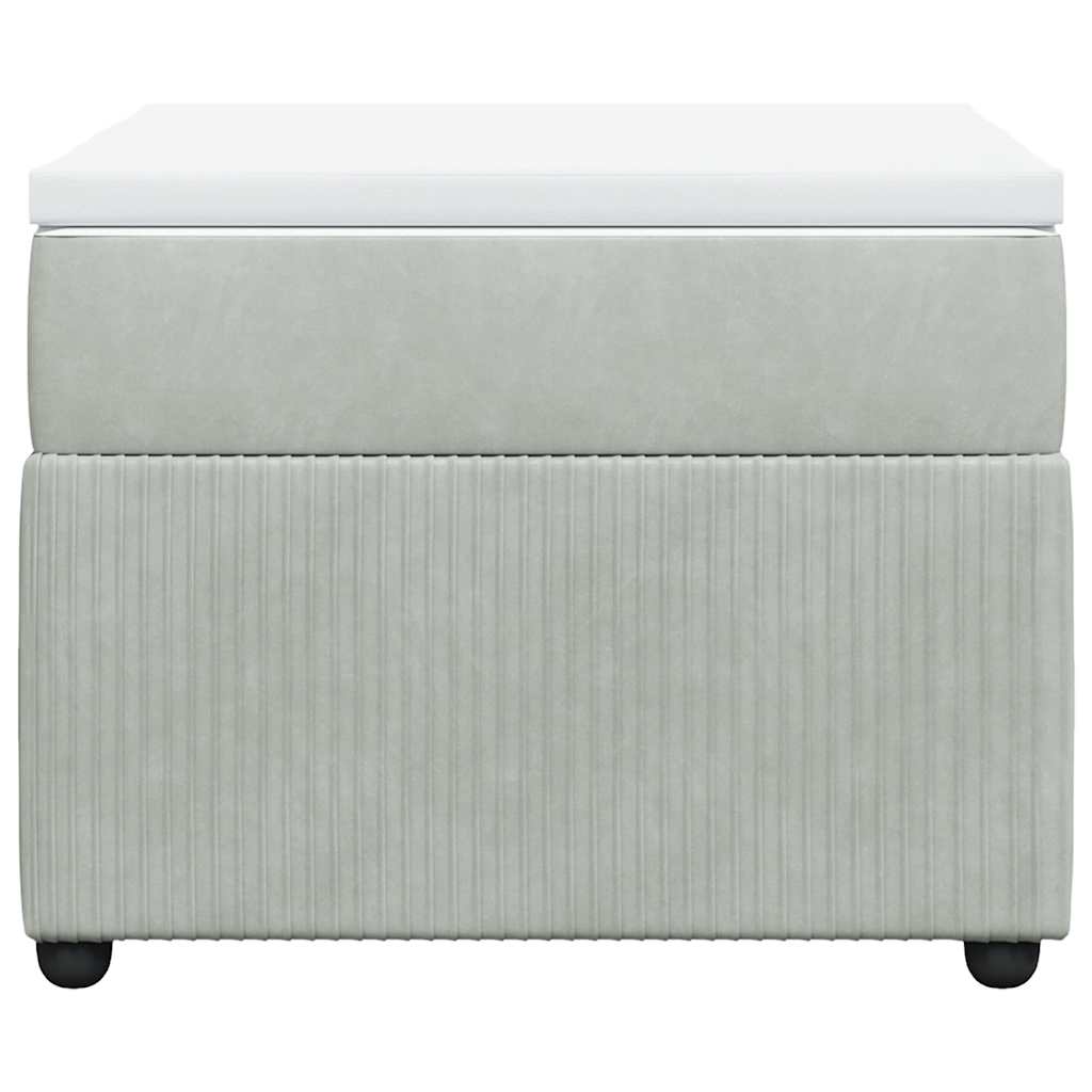 Κρεβάτι Boxspring με Στρώμα Ανοιχτό Γκρι 90x190 εκ. Βελούδινο - Pakobazaar