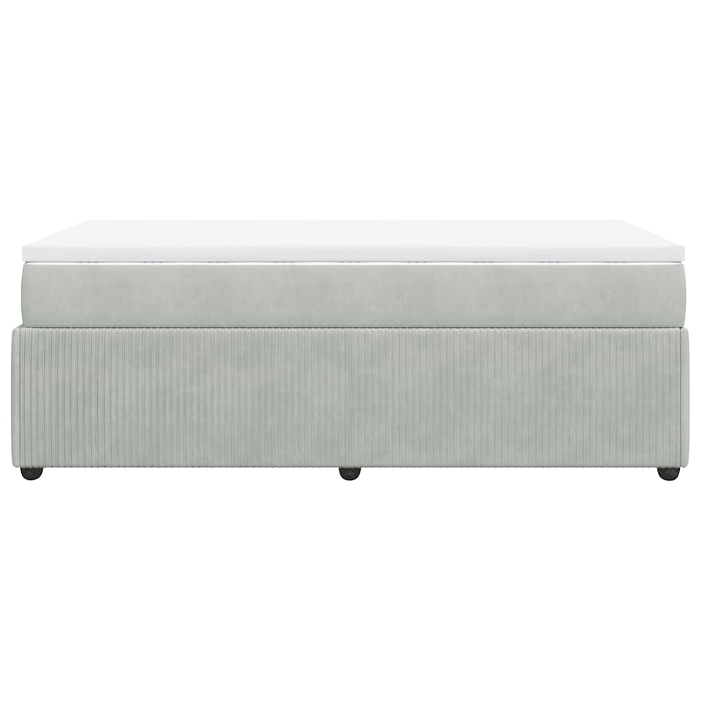 Κρεβάτι Boxspring με Στρώμα Ανοιχτό Γκρι 90x190 εκ. Βελούδινο - Pakobazaar