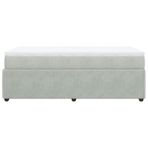 Κρεβάτι Boxspring με Στρώμα Ανοιχτό Γκρι 90x190 εκ. Βελούδινο - Pakobazaar